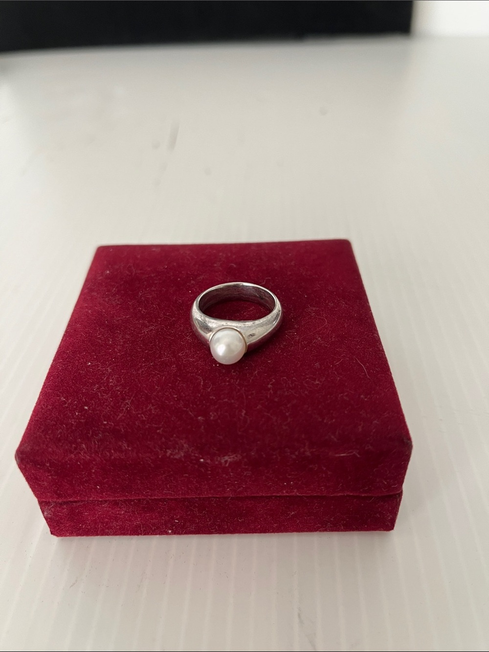 925 Vintage Sterling Silver Pearl Ring Size 6.5